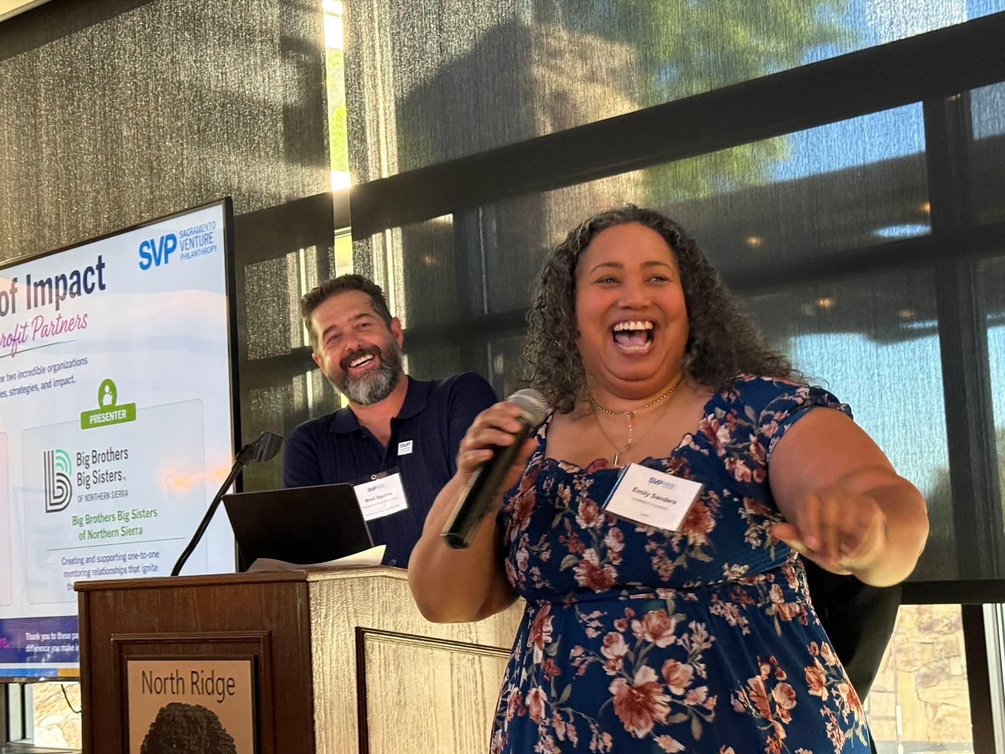 Emily Sanders speaking at a Sacramento entrepreneurial event